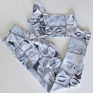 One Size Leggings & Sport Bra Set white & grey